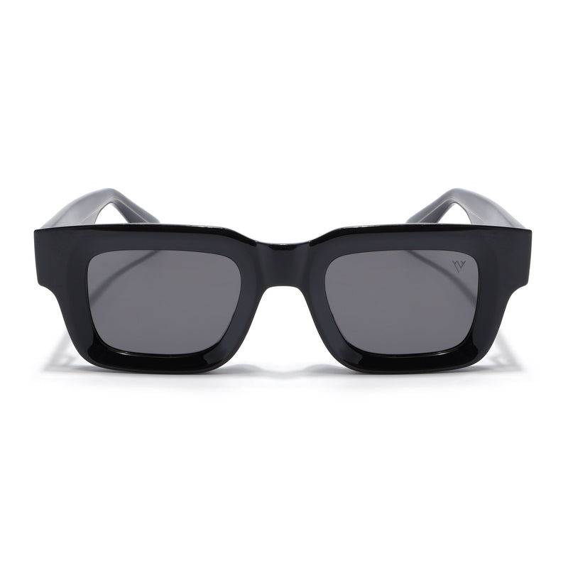 Rectangle Polarized Sunglasses for Men & Women (Black Lens | Black Frame - PMG7953)