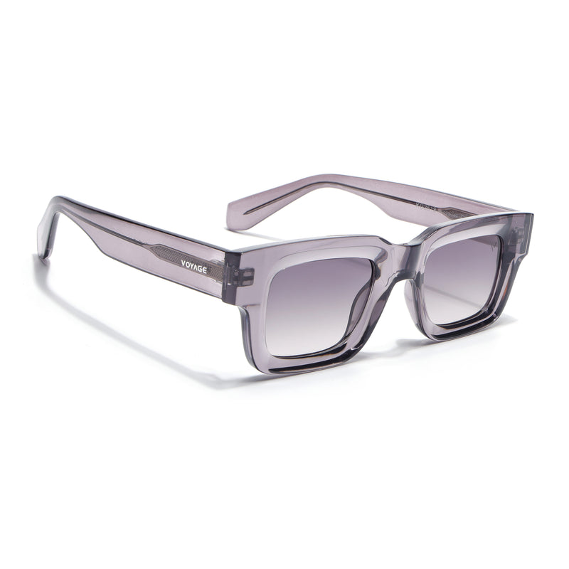 Rectangle Polarized Sunglasses for Men & Women (Grey Lens | Grey Frame - PMG7954)