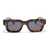 Rectangle Polarized Sunglasses for Men & Women (Black Lens | Demi Brown Frame - PMG7955)