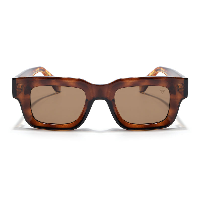 Rectangle Polarized Sunglasses for Men & Women (Brown Lens | Brown Frame - PMG7956)
