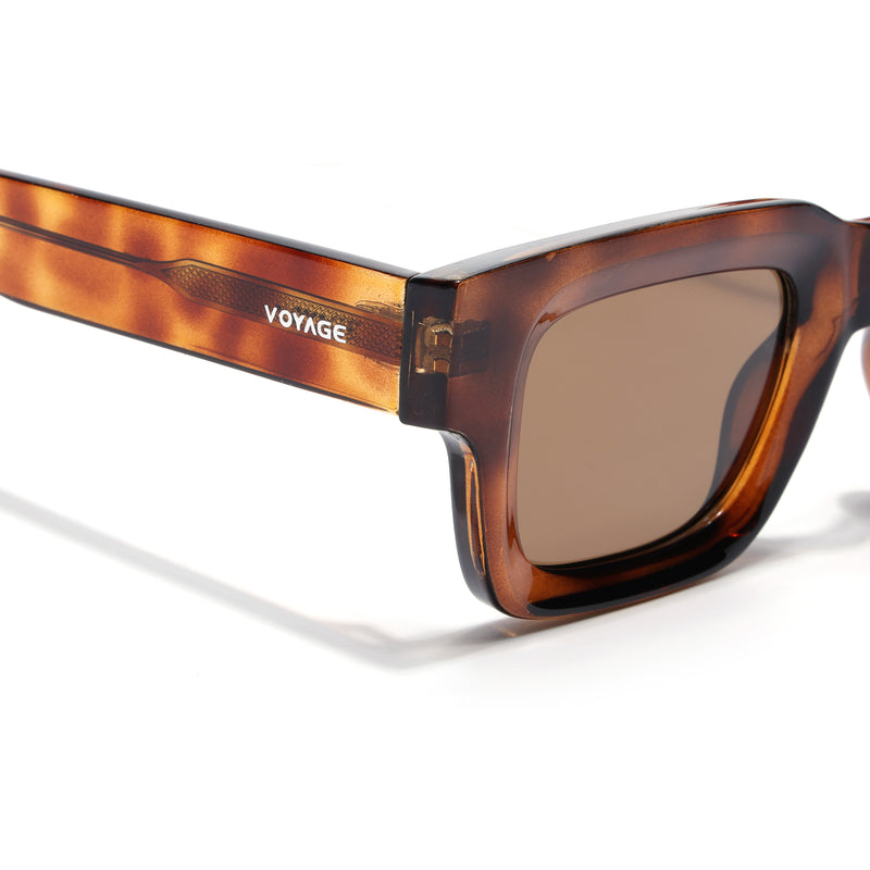 Rectangle Polarized Sunglasses for Men & Women (Brown Lens | Brown Frame - PMG7956)