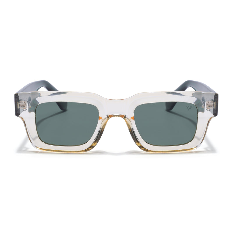 Rectangle Polarized Sunglasses for Men & Women (Green Lens | Light Brown Frame - PMG7957)