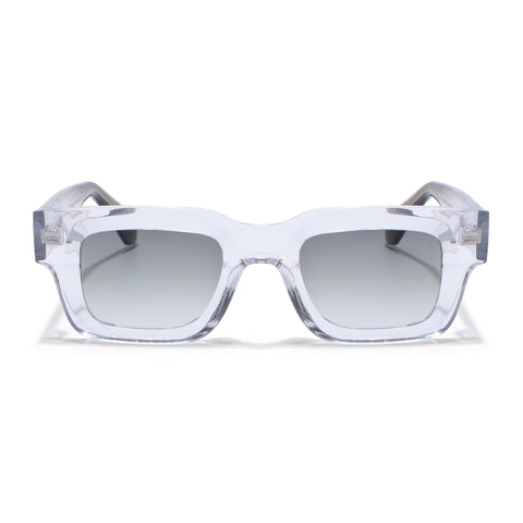 Rectangle Polarized Sunglasses for Men & Women (Olive Lens | Transparent Frame - PMG7958)