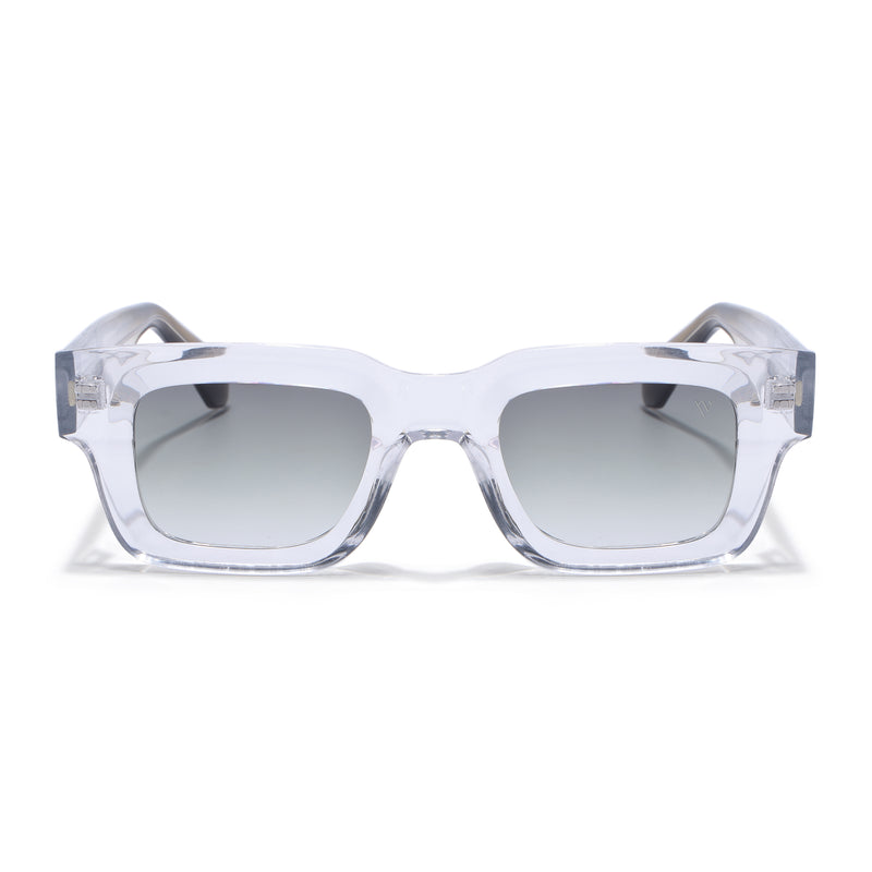 Rectangle Polarized Sunglasses for Men & Women (Olive Lens | Transparent Frame - PMG7958)