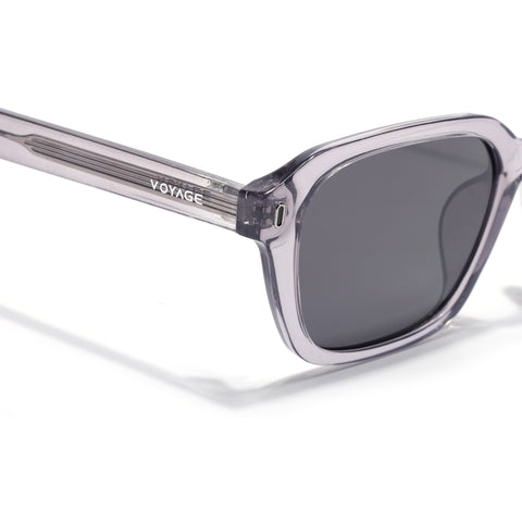 Wayfarer Polarized Sunglasses for Men & Women (Black Lens | Dark Grey Frame - PMG7903)