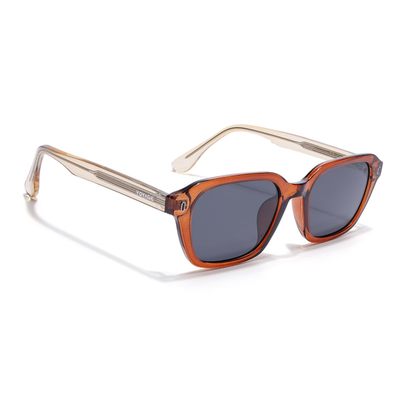 Wayfarer Polarized Sunglasses for Men & Women (Black Lens | Orange Frame - PMG7907)