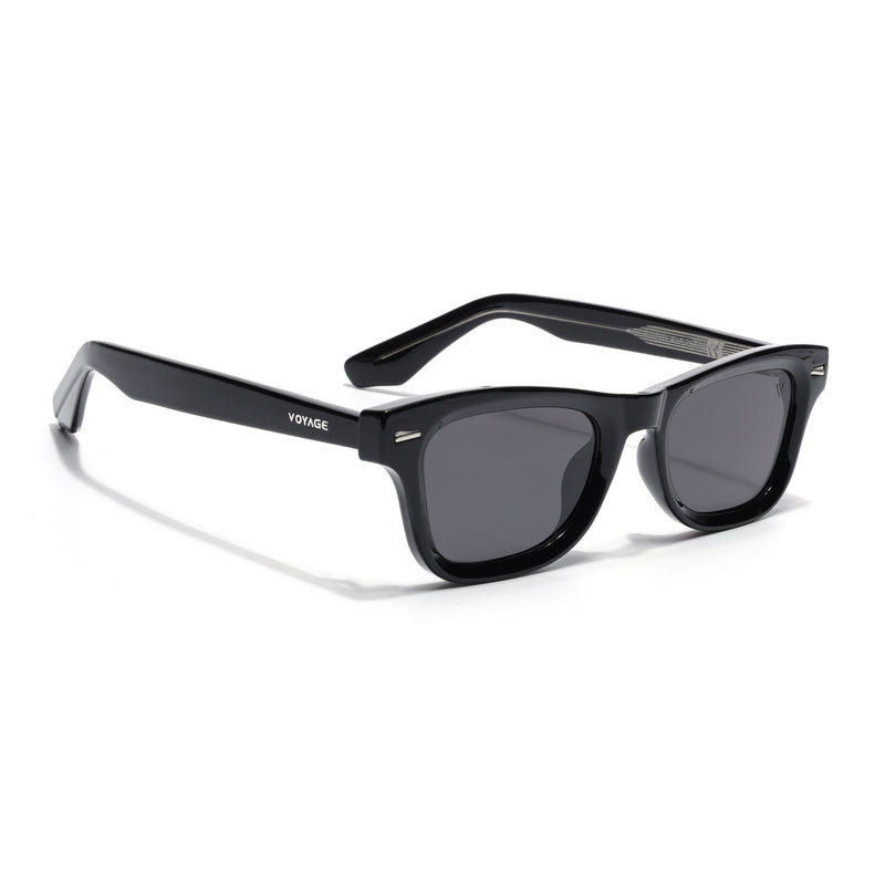 Wayfarer Polarized Sunglasses for Men & Women (Black Lens | Black Frame - PMG7883)