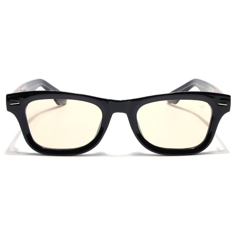 Wayfarer Polarized Sunglasses for Men & Women (Light Brown Lens | Black Frame - PMG7884)