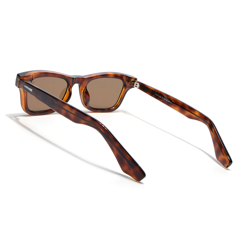 Wayfarer Polarized Sunglasses for Men & Women (Brown Lens | Demi Brown Frame - PMG7885)