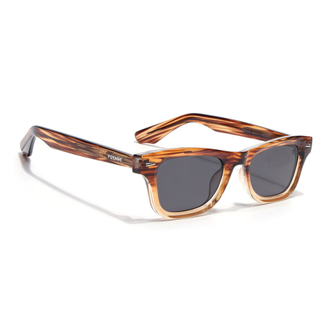 Wayfarer Polarized Sunglasses for Men & Women (Black Lens | Brown Frame - PMG7886)