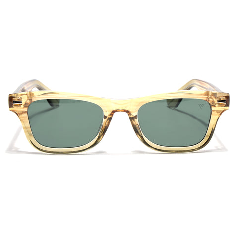 Wayfarer Polarized Sunglasses for Men & Women (Green Lens | Light Brown Frame - PMG7887)