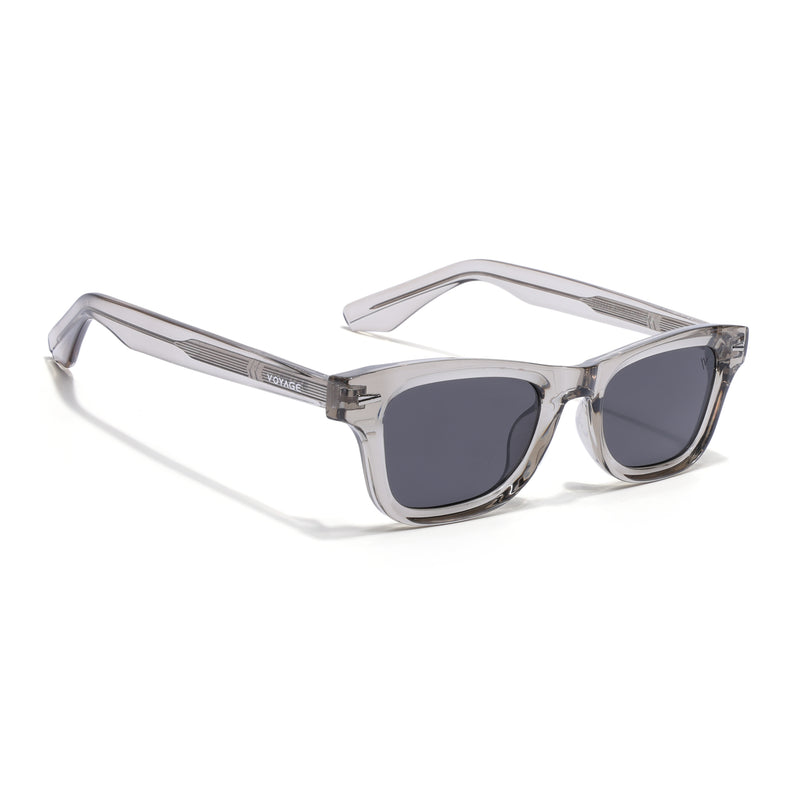 Wayfarer Polarized Sunglasses for Men & Women (Black Lens | Grey Frame - PMG7888)