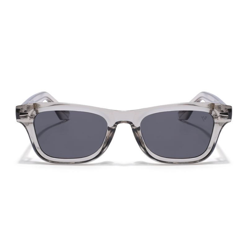 Wayfarer Polarized Sunglasses for Men & Women (Black Lens | Grey Frame - PMG7888)
