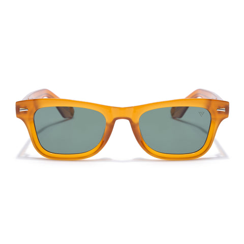 Wayfarer Polarized Sunglasses for Men & Women (Green Lens | Orange Frame - PMG7889)