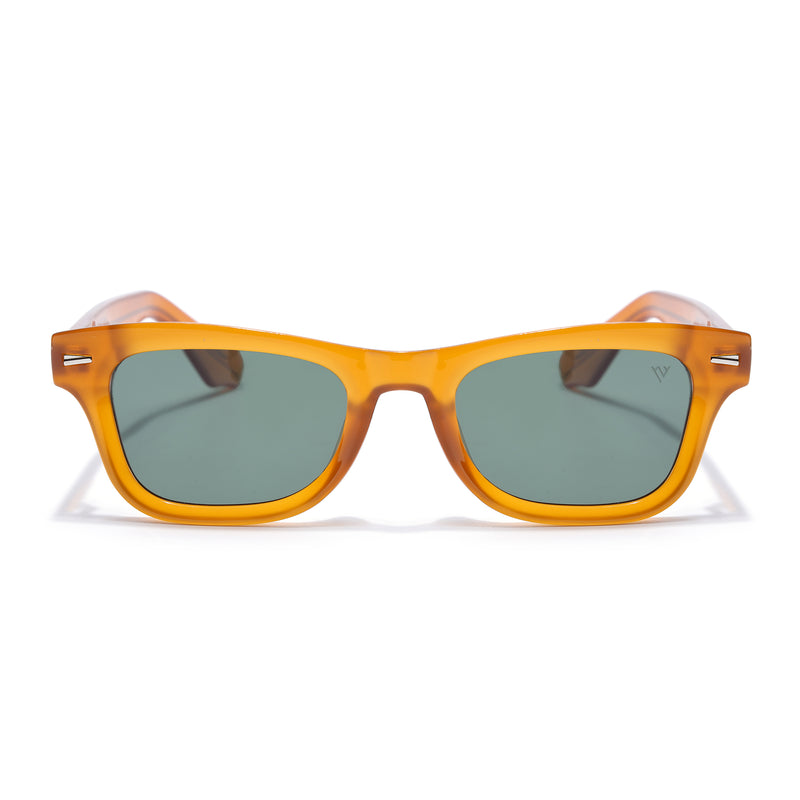 Wayfarer Polarized Sunglasses for Men & Women (Green Lens | Orange Frame - PMG7889)