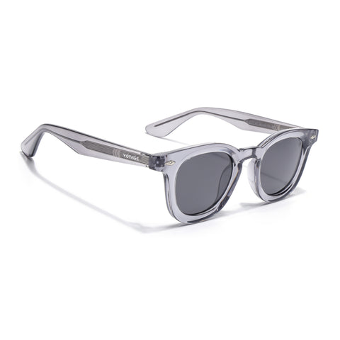 Wayfarer Polarized Sunglasses for Men & Women (Black Lens | Grey Frame - PMG7985)