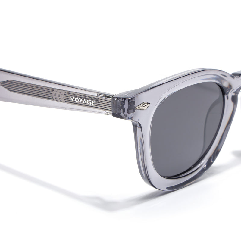 Wayfarer Polarized Sunglasses for Men & Women (Black Lens | Grey Frame - PMG7985)