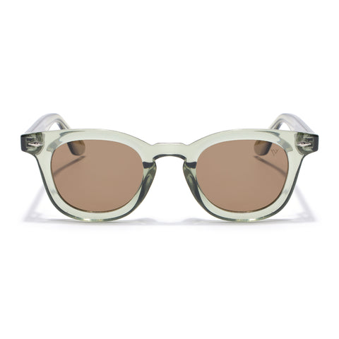 Wayfarer Polarized Sunglasses for Men & Women (Brown Lens | Green Frame - PMG7988)