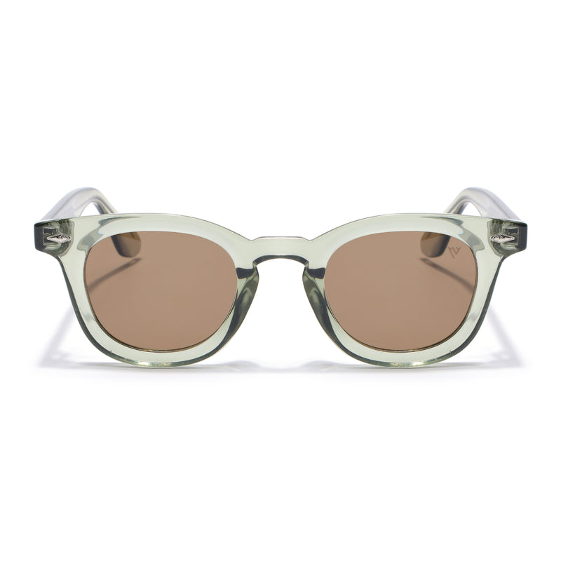 Wayfarer Polarized Sunglasses for Men & Women (Brown Lens | Green Frame - PMG7988)