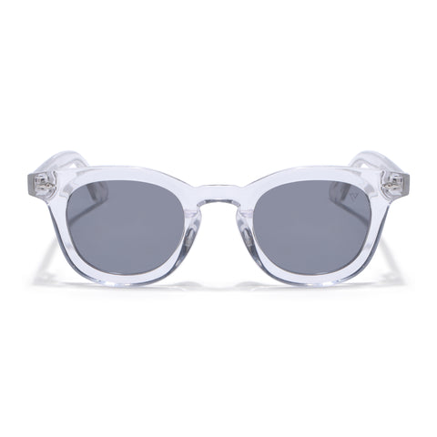 Wayfarer Polarized Sunglasses for Men & Women (Black Lens | Transparent Frame - PMG7990)