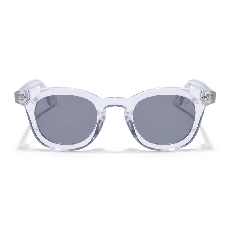 Wayfarer Polarized Sunglasses for Men & Women (Black Lens | Transparent Frame - PMG7990)