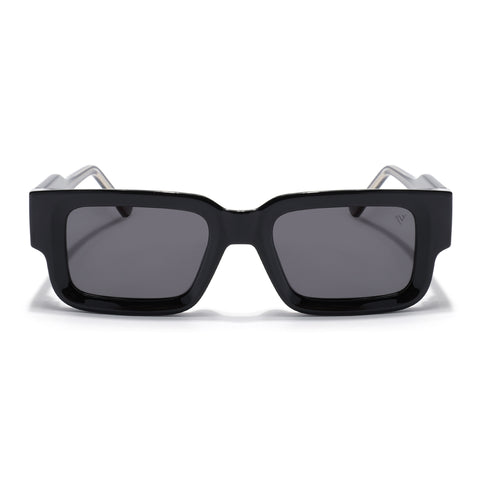 Rectangle Polarized Sunglasses for Men & Women (Black Lens | Black Frame - PMG7860)