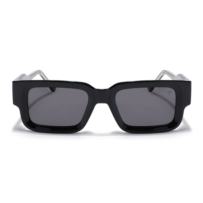 Rectangle Polarized Sunglasses for Men & Women (Black Lens | Black Frame - PMG7860)