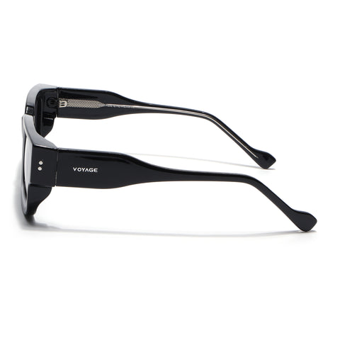 Rectangle Polarized Sunglasses for Men & Women (Black Lens | Black Frame - PMG7860)