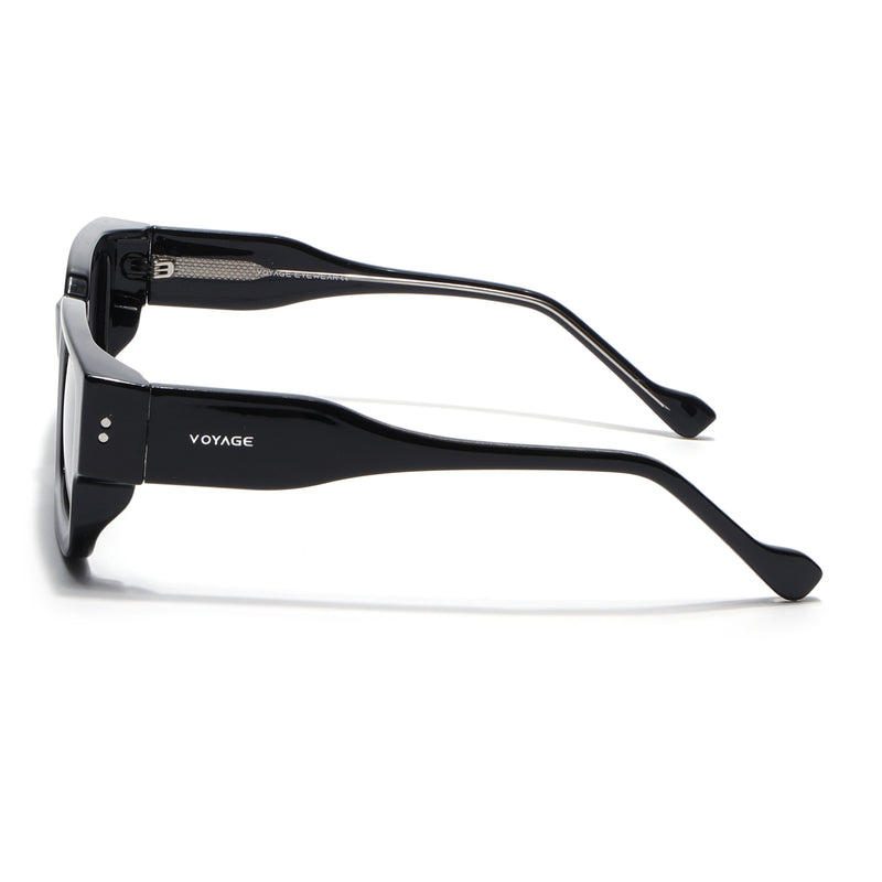 Rectangle Polarized Sunglasses for Men & Women (Black Lens | Black Frame - PMG7860)