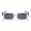 Rectangle Polarized Sunglasses for Men & Women (Black Lens | Transparent Frame - PMG7863)