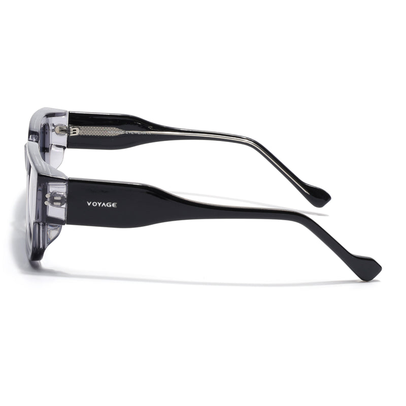 Rectangle Polarized Sunglasses for Men & Women (Blue Lens | Grey Frame - PMG7864)