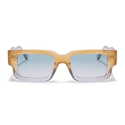 Rectangle Polarized Sunglasses for Men & Women (Green Lens | Orange Frame - PMG7865)
