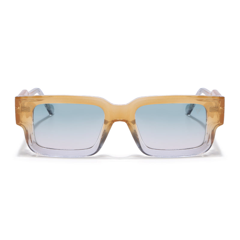 Rectangle Polarized Sunglasses for Men & Women (Green Lens | Orange Frame - PMG7865)
