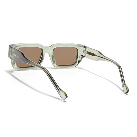 Rectangle Polarized Sunglasses for Men & Women (Brown Lens | Green Frame - PMG7866)