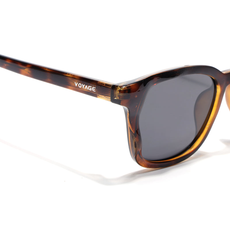 Wayfarer Polarized Sunglasses for Men & Women (Black Lens | Demi Brown Frame - PMG7932)