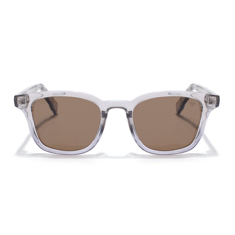 Wayfarer Polarized Sunglasses for Men & Women (Brown Lens | Grey Frame - PMG7933)