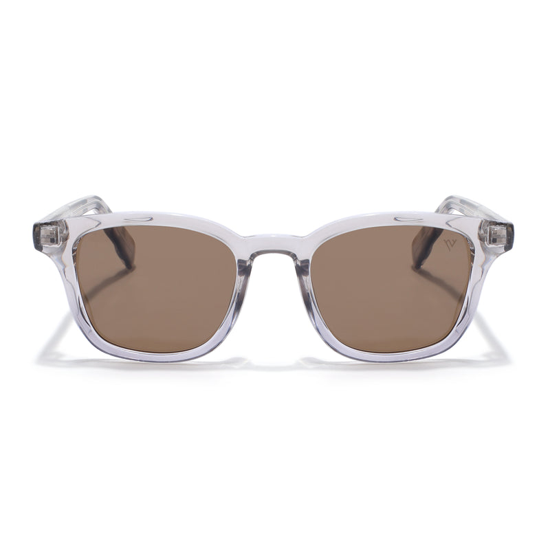 Wayfarer Polarized Sunglasses for Men & Women (Brown Lens | Grey Frame - PMG7933)