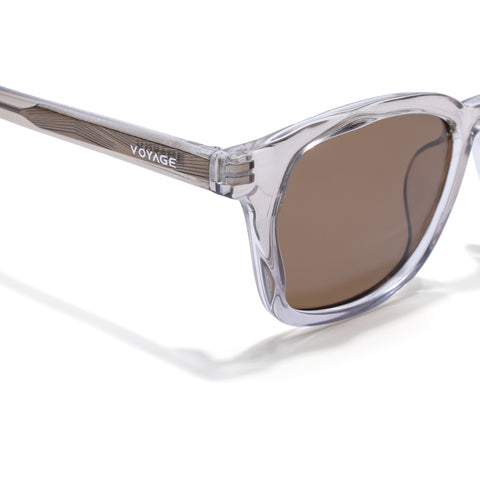 Wayfarer Polarized Sunglasses for Men & Women (Brown Lens | Grey Frame - PMG7933)