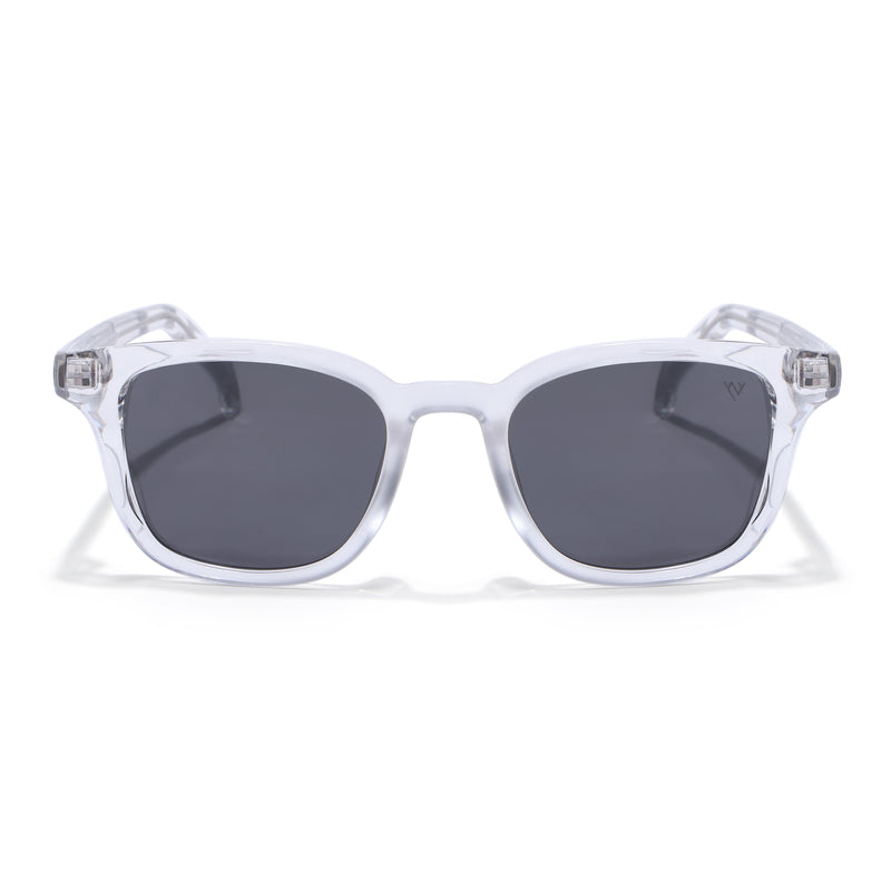 Wayfarer Polarized Sunglasses for Men & Women (Black Lens | Transparent Frame - PMG7934)