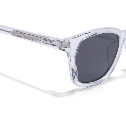 Wayfarer Polarized Sunglasses for Men & Women (Black Lens | Transparent Frame - PMG7934)