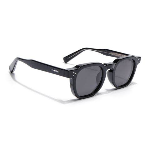 Wayfarer Polarized Sunglasses for Men & Women (Black Lens | Black Frame - PMG7977)
