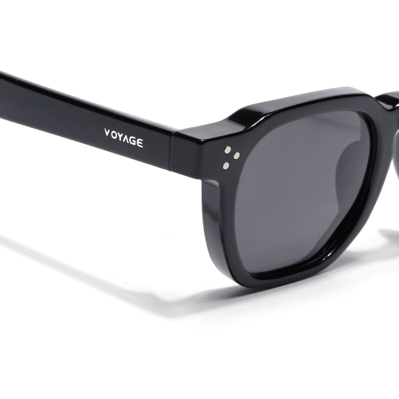 Wayfarer Polarized Sunglasses for Men & Women (Black Lens | Black Frame - PMG7977)