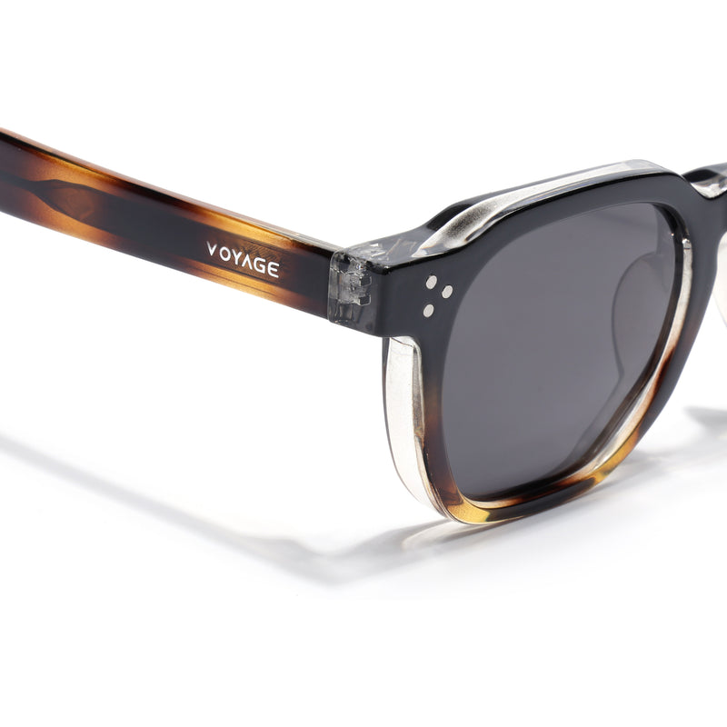 Wayfarer Polarized Sunglasses for Men & Women (Black Lens | Demi Brown Frame - PMG7978)