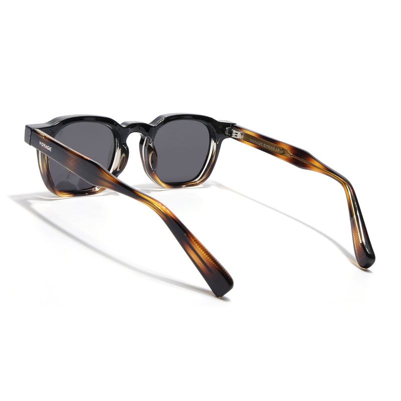 Wayfarer Polarized Sunglasses for Men & Women (Black Lens | Demi Brown Frame - PMG7978)
