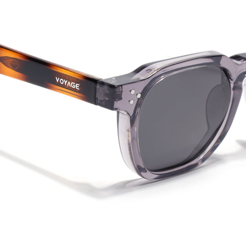 Wayfarer Polarized Sunglasses for Men & Women (Black Lens | Grey Frame - PMG7979)