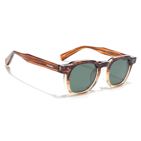 Wayfarer Polarized Sunglasses for Men & Women (Green Lens | Brown Frame - PMG7980)