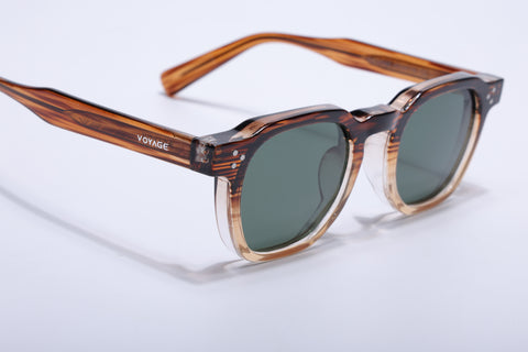 Wayfarer Polarized Sunglasses for Men & Women (Green Lens | Brown Frame - PMG7980)