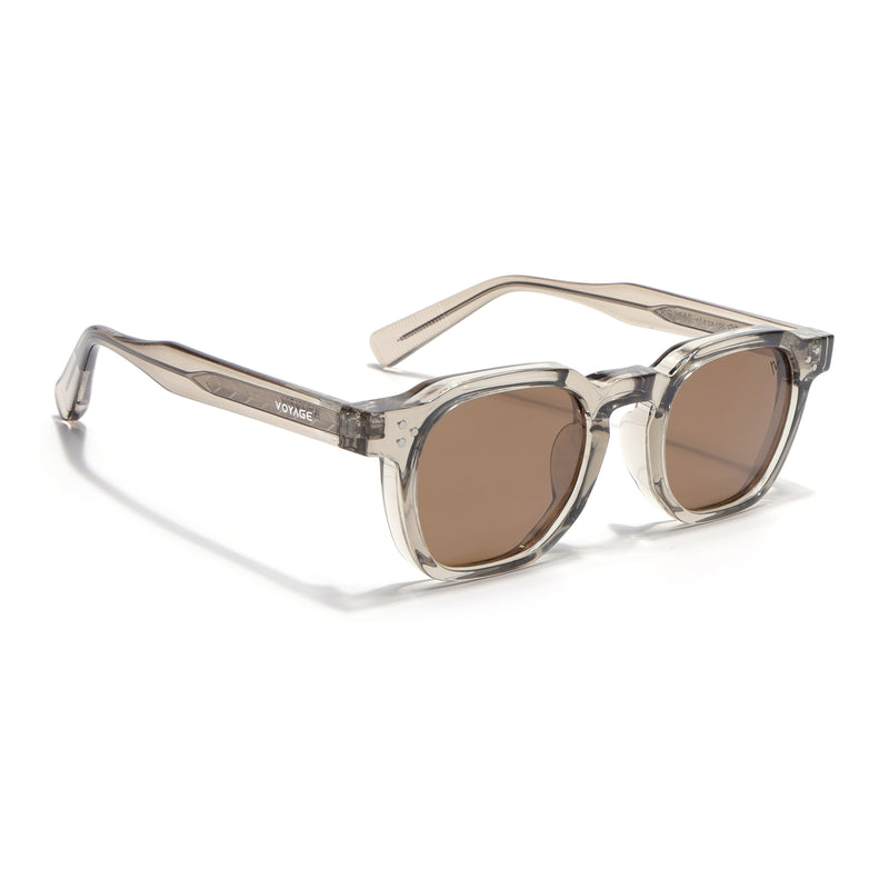 Wayfarer Polarized Sunglasses for Men & Women (Brown Lens | Light Brown Frame - PMG7981)