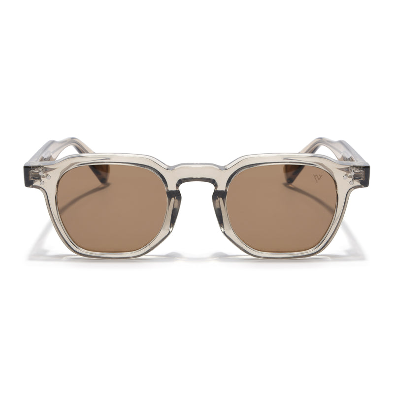 Wayfarer Polarized Sunglasses for Men & Women (Brown Lens | Light Brown Frame - PMG7981)