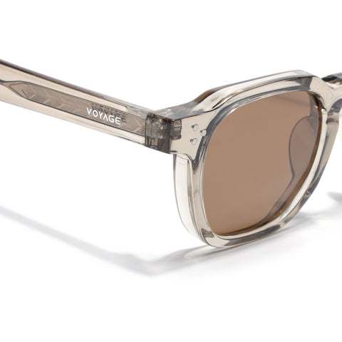 Wayfarer Polarized Sunglasses for Men & Women (Brown Lens | Light Brown Frame - PMG7981)